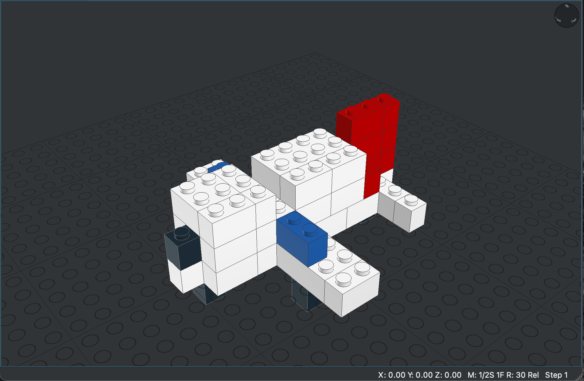 BrickVision LDraw build of an Airbus-style airliner in a 3D brick viewer