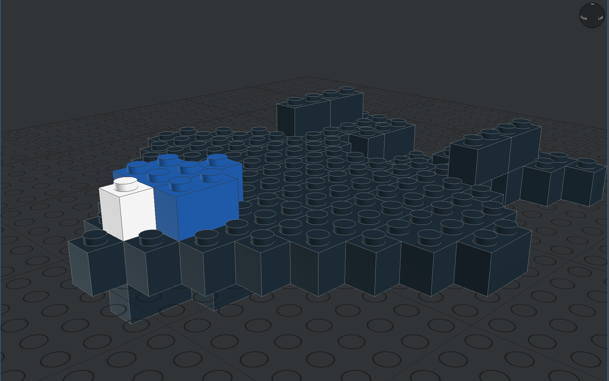 BrickVision LDraw build of an F-22-style jet in a 3D brick viewer