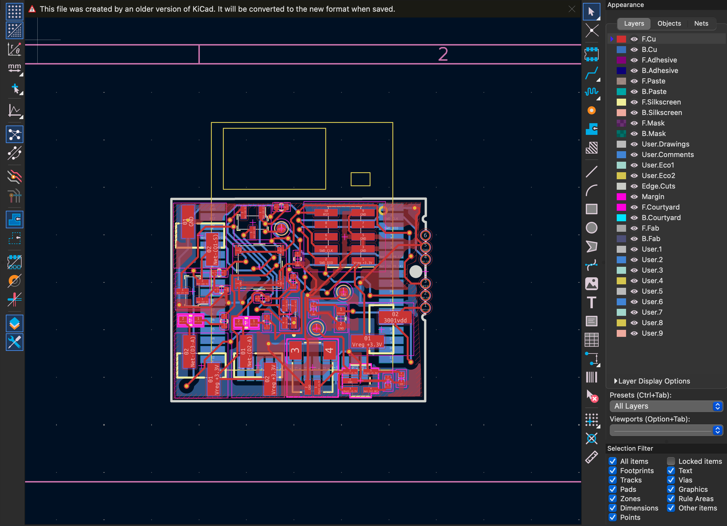 BareTag tag PCB design in KiCad
