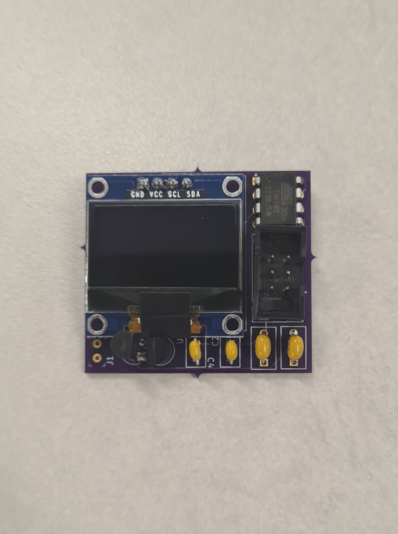 tinyTemp finished product PCB with OLED display